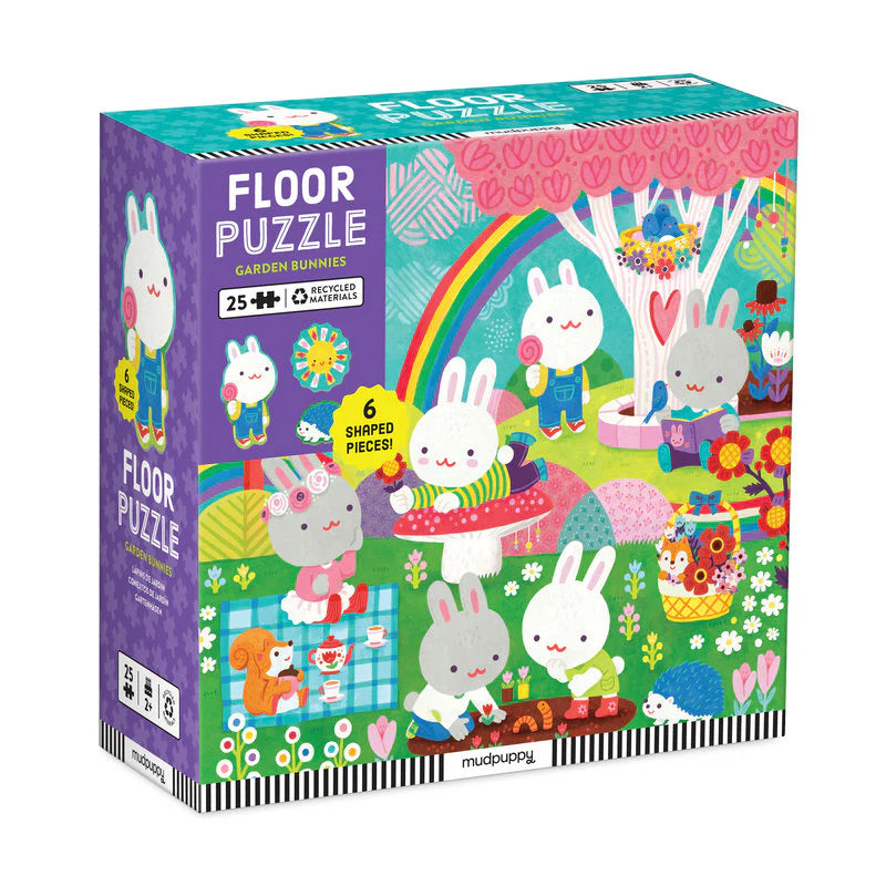 Garden Bunnies 25 Piece Floor Puzzle with Shaped Pieces (Jigsaw Products)