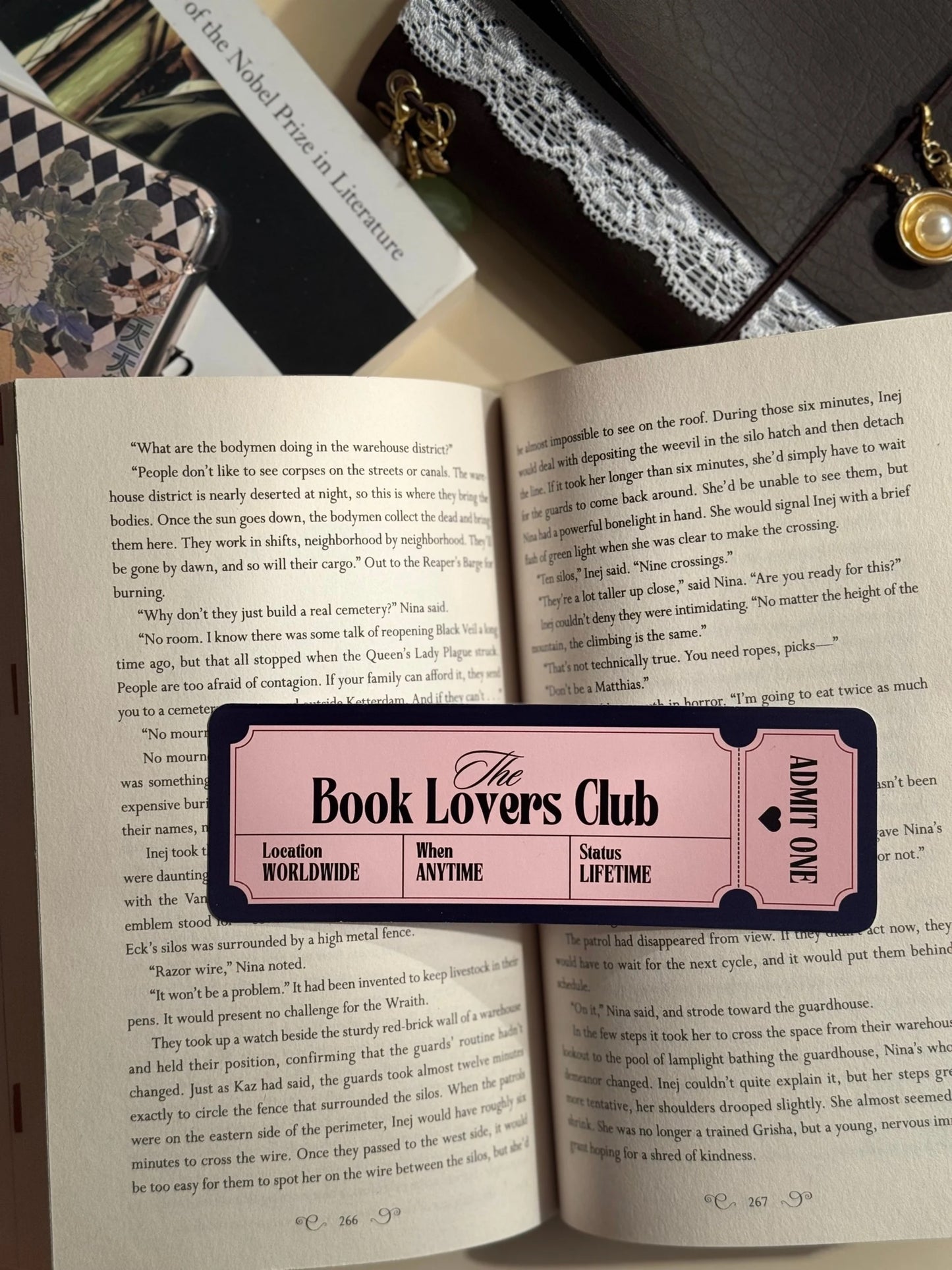 The Book Lover Club Ticket (black & pink) Bookmark image 1