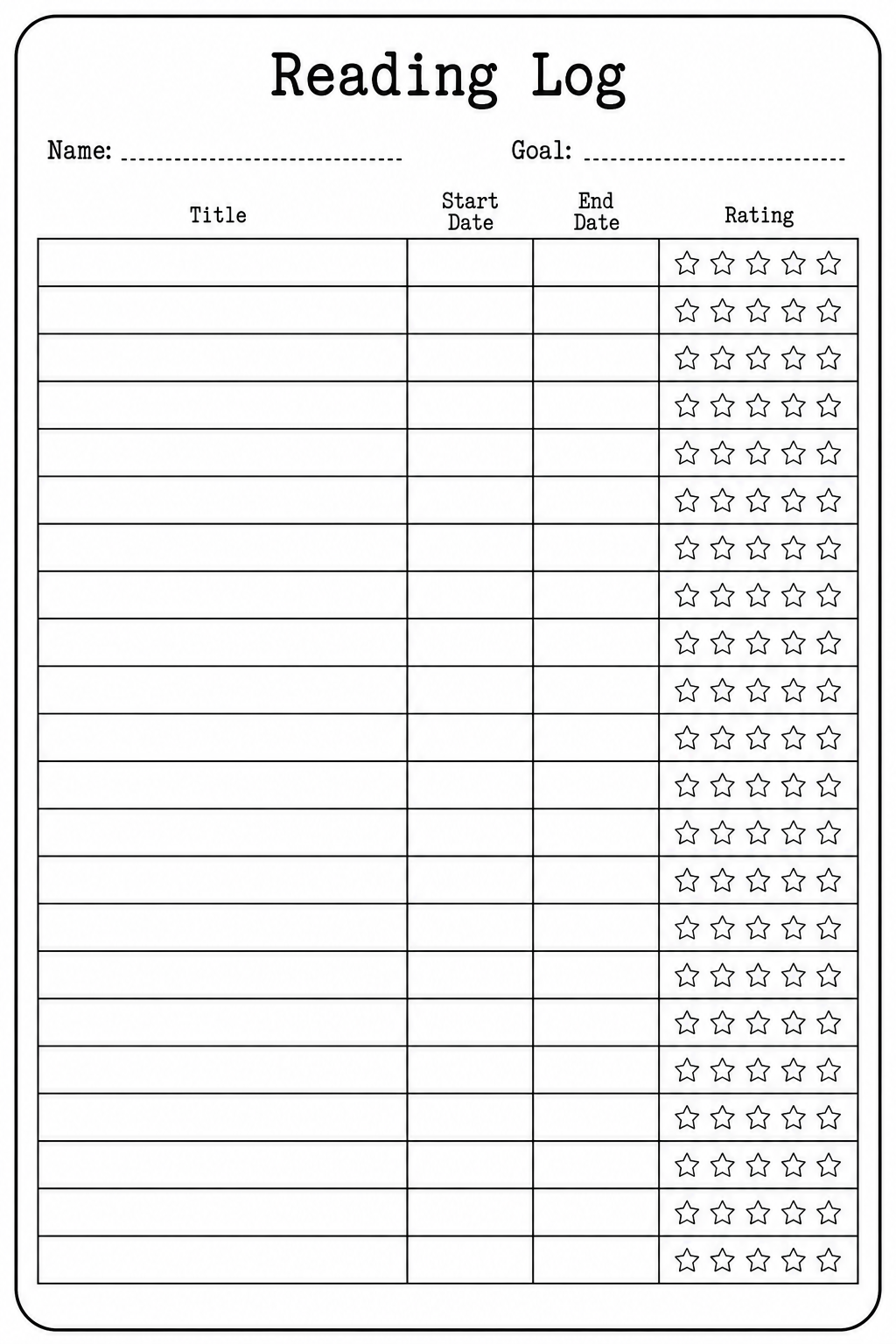 Reading log