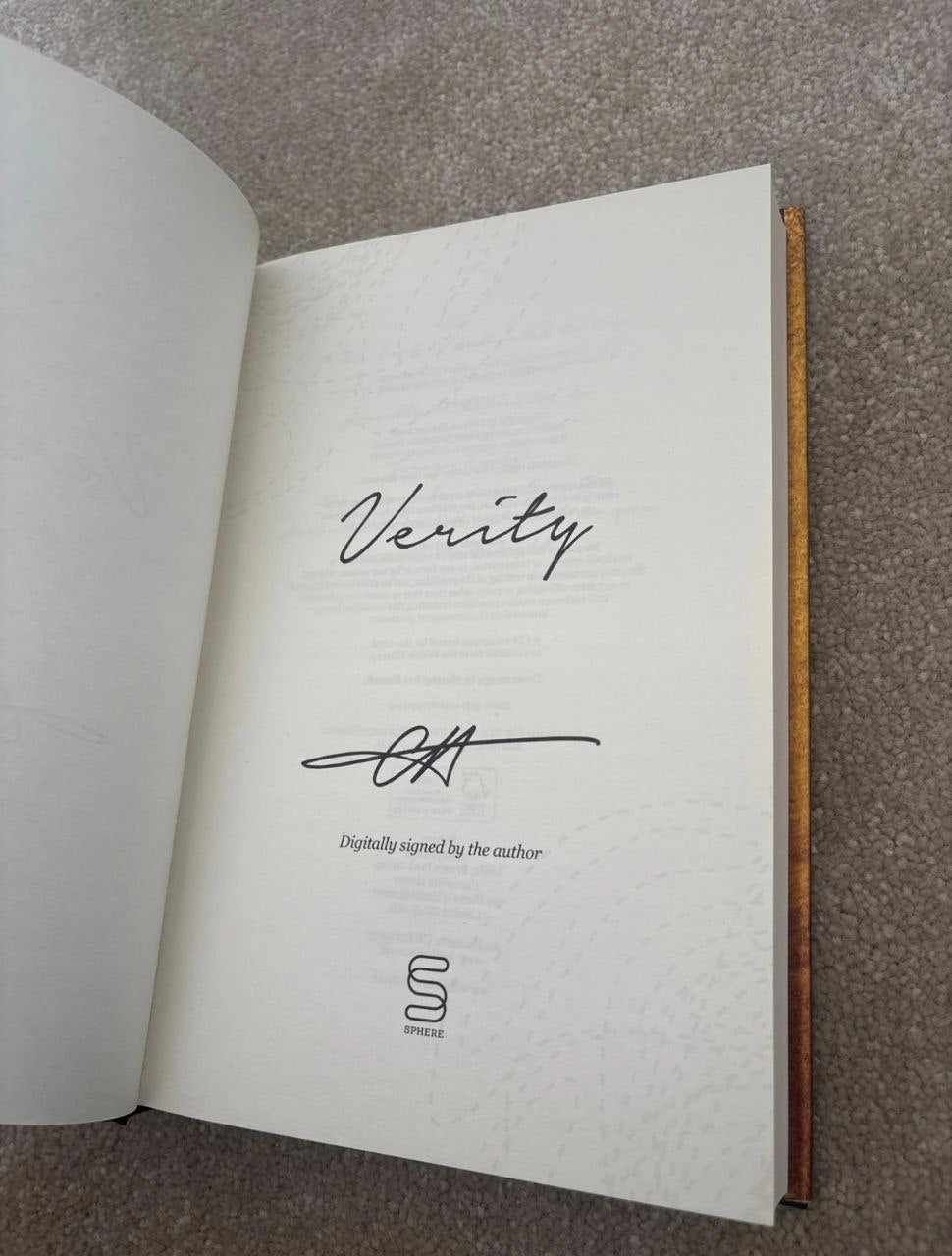 Verity by Colleen Hoover Hardcover collector's edition (digitally signed)