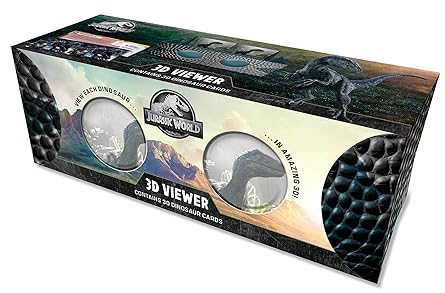 Jurassic World: Dinosaur 3D Viewer: Contains 30 cards to view in stunning 3D!: 30 Cards Featuring 3d Illustrations, Facts and Trivia + Fold-out Instructional Booklet
