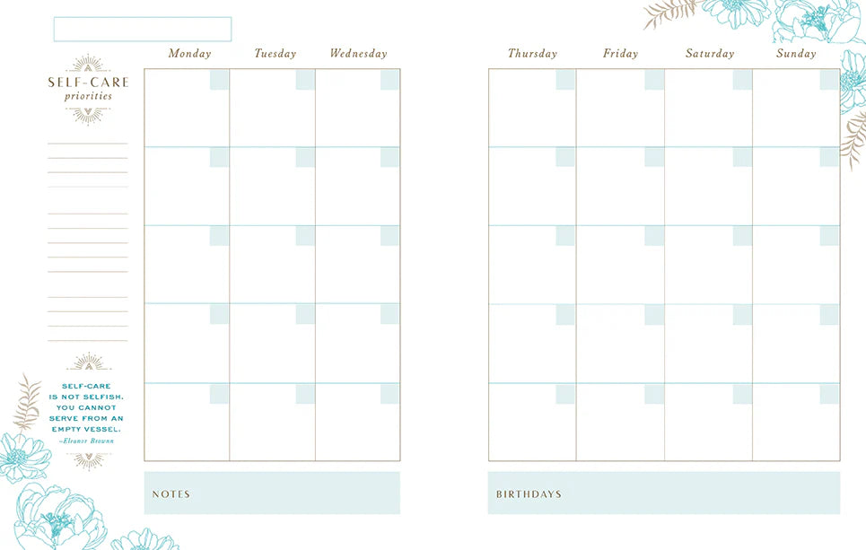 Self-Care 12-Month Undated Planner