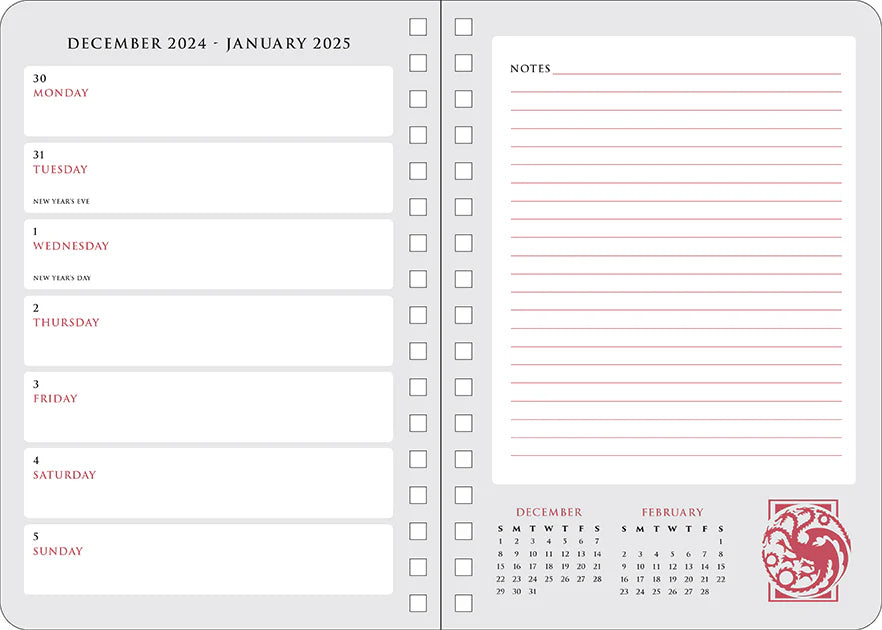 2025 House of the Dragon 13-Month Weekly Planner (Hardcover)