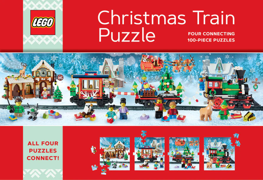 LEGO Christmas Train Puzzle - Four Connecting 100-Piece Puzzles (Jigsaw Products)