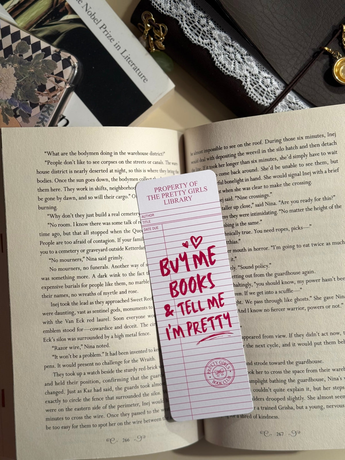 Buy Me Books & Tell me I'm Pretty (library card edition) Bookmark image 1