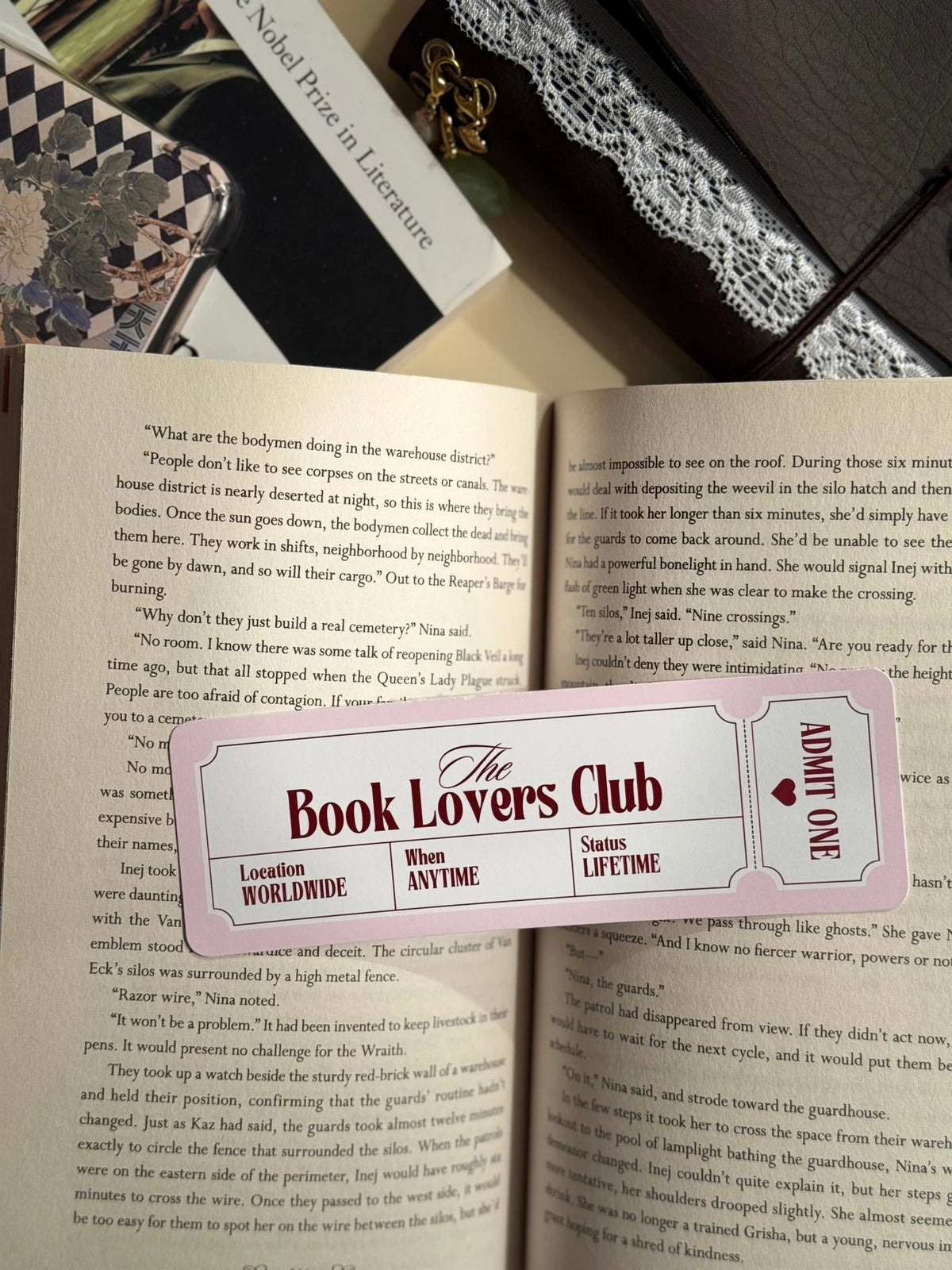 The Book Lovers Club Ticket (pink & red) Bookmark image 1