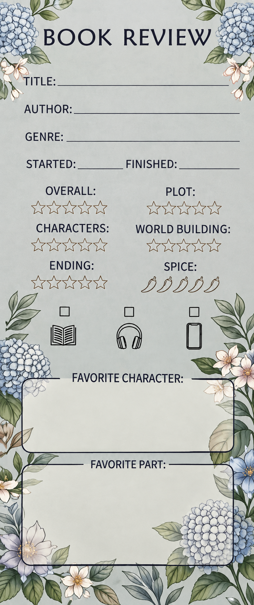 Floral Book Review Log